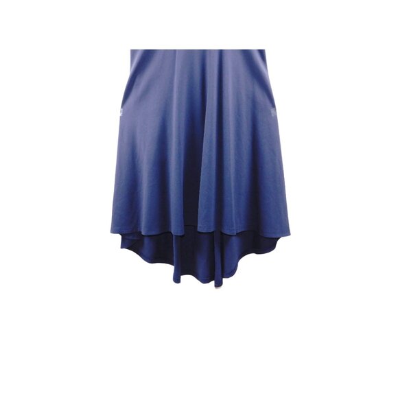 Sarin Mathews Navy Fit & Flare Dress – Size M – Short Sleeve High-Low Hem - Picture 4 of 9